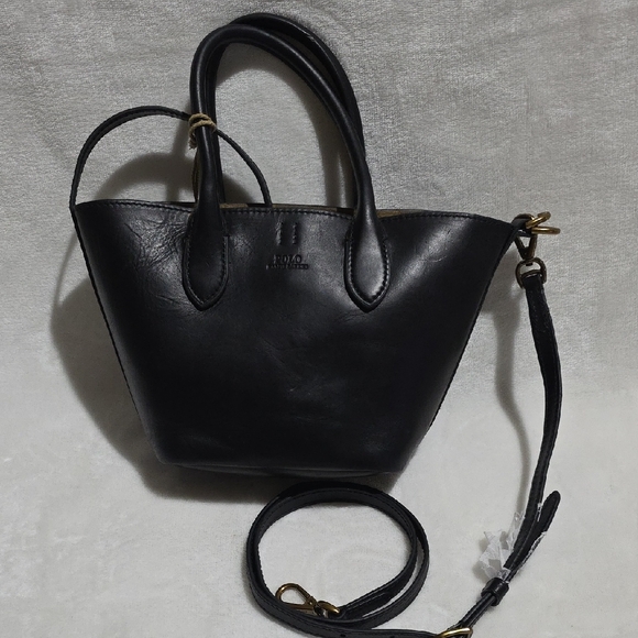 Polo‎ Ralph Lauren MINI Leather Black 2way Handbag. NWOT - Picture 1 of 16